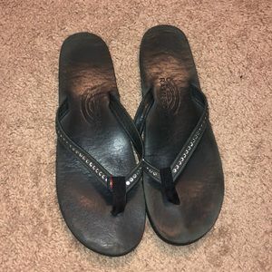 Rainbow flip flops with crystals